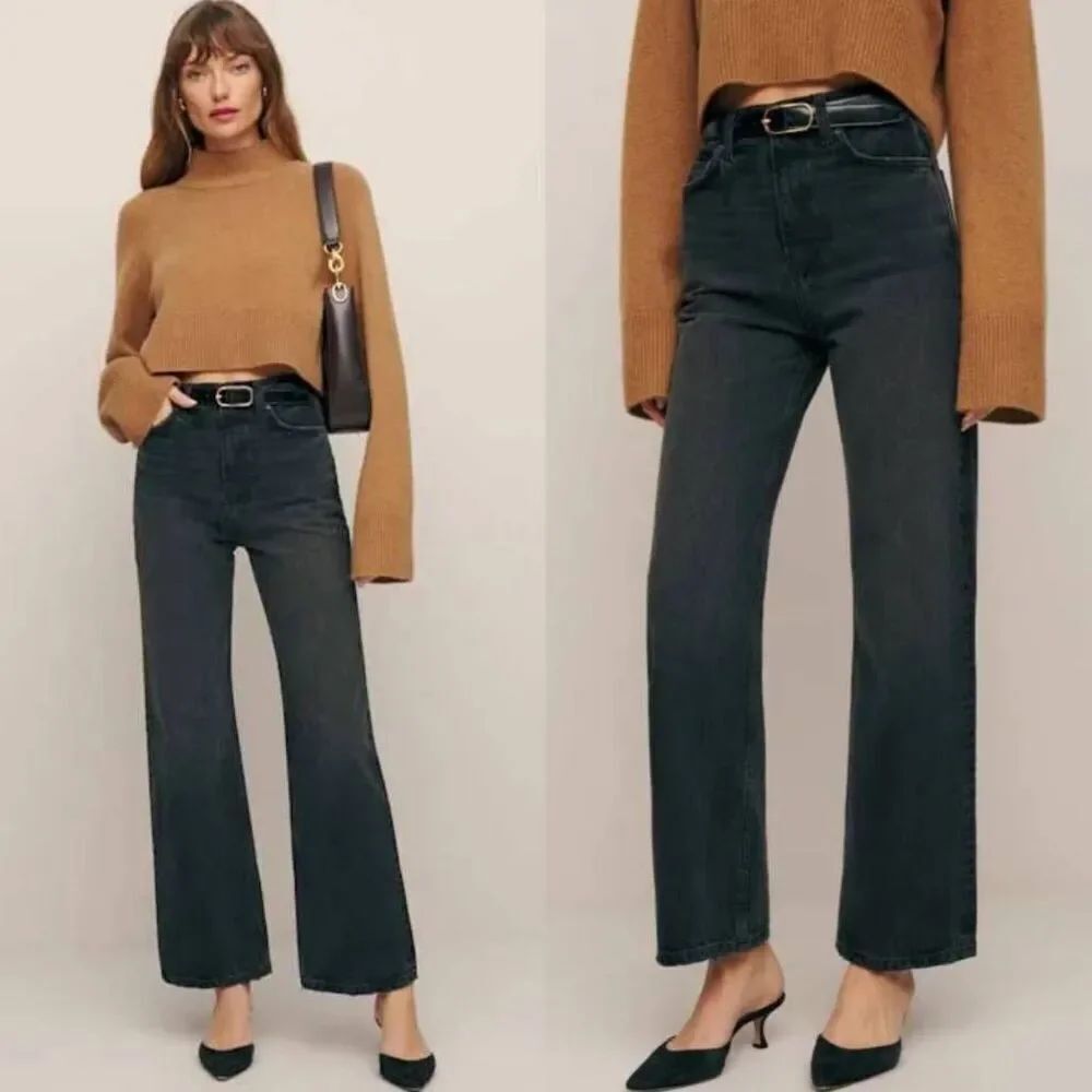REFORMATION Wilder High Rise Wide Leg Cropped Jeans - Trinity 23 NWT $178